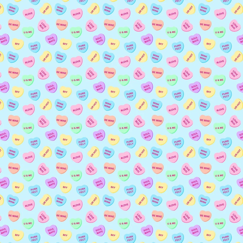 Candy Hearts Fabric - Blue