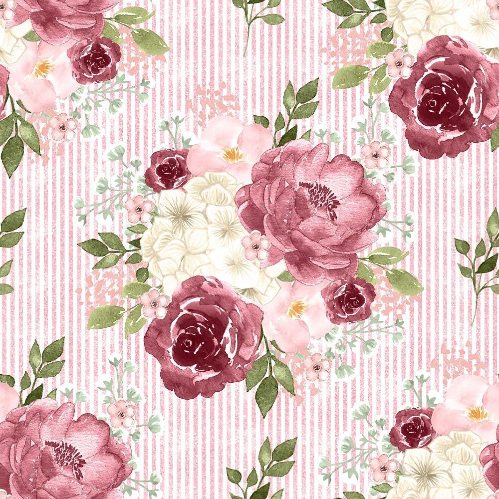 Canyon Rose Pink Stripes Fabric - White