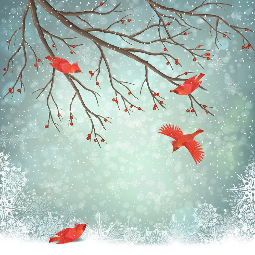Cardinal Bird Scene Fabric Panel