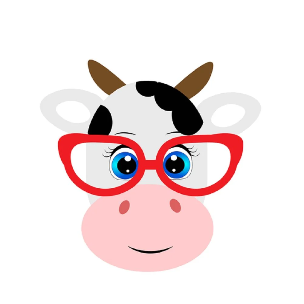 Cartoon Cow Fabric Panel - White