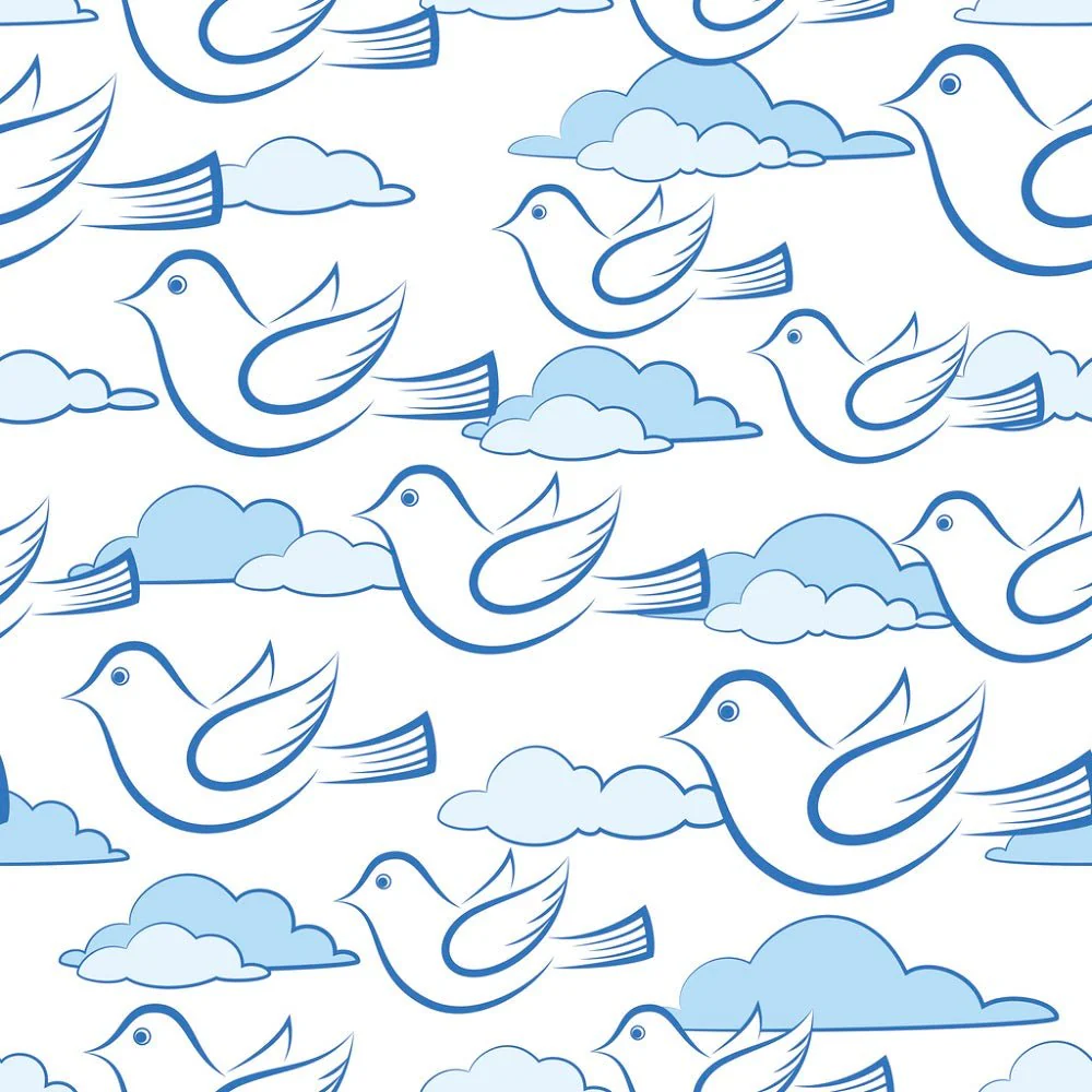 Cartoon Flying Birds Fabric