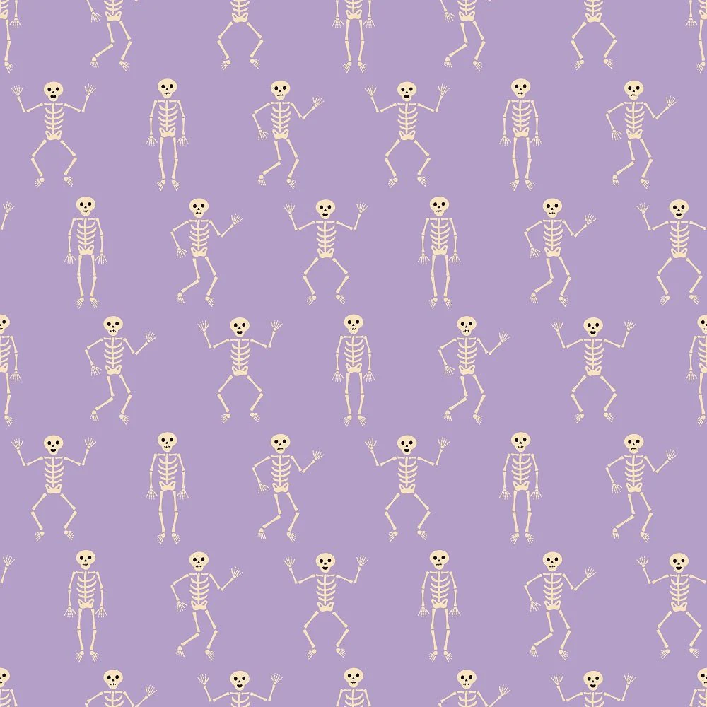 Cartoon Halloween Dancing Skeleton Fabric