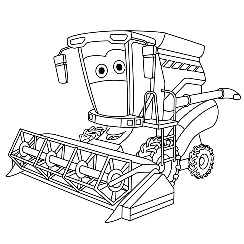 Cartoon Harvester Fabric Panel
