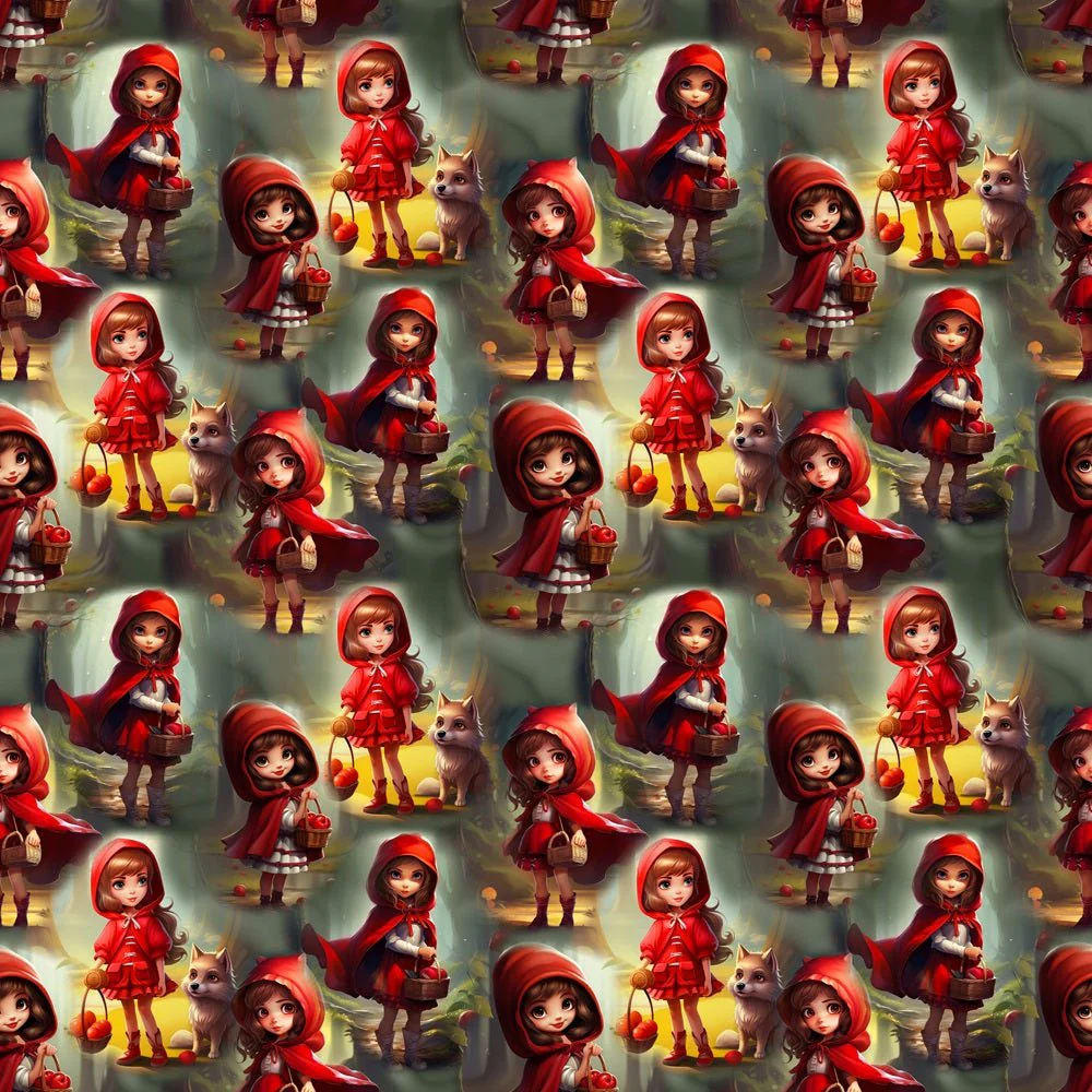 Cartoon Little Red Riding Hood Fabric