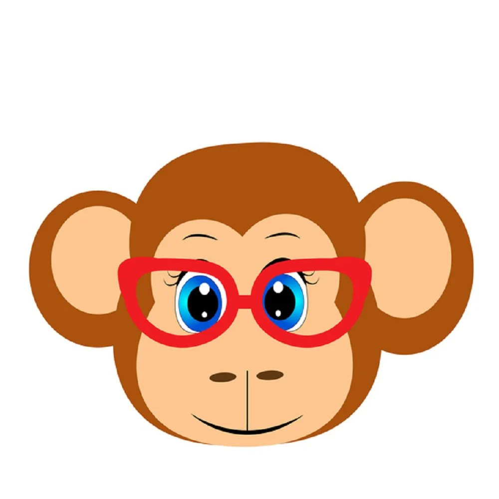 Cartoon Monkey Fabric Panel - White