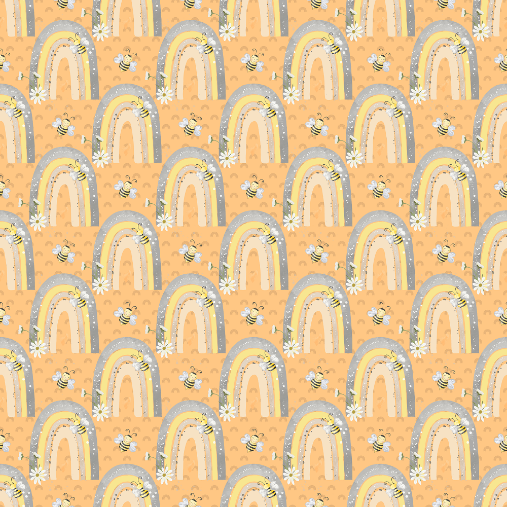 Cartoon Rainbows on Mini Rainbows Fabric - Yellow