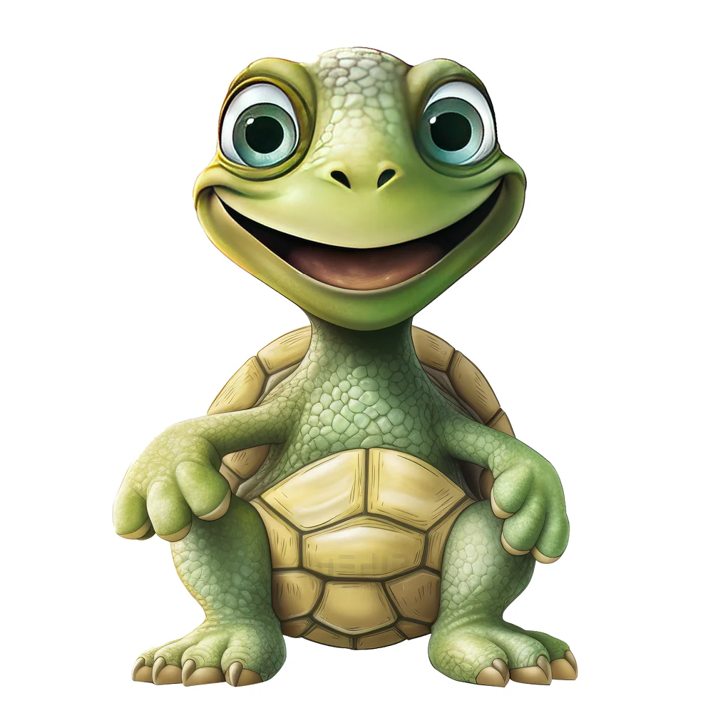 Cartoon Smiling Turtle Fabric Panel