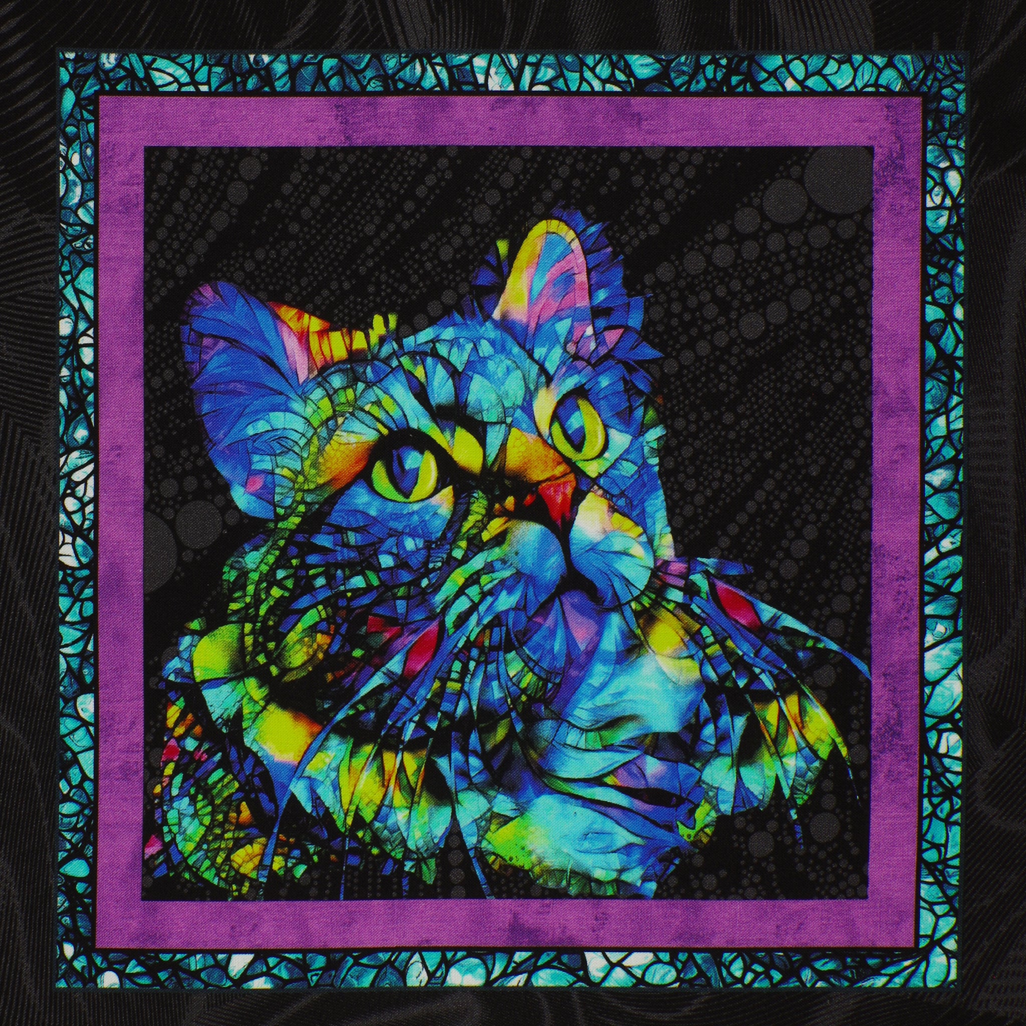 Cat Artistry Fabric Collection - Cat Artistry Panel Black/Multi - Image 5