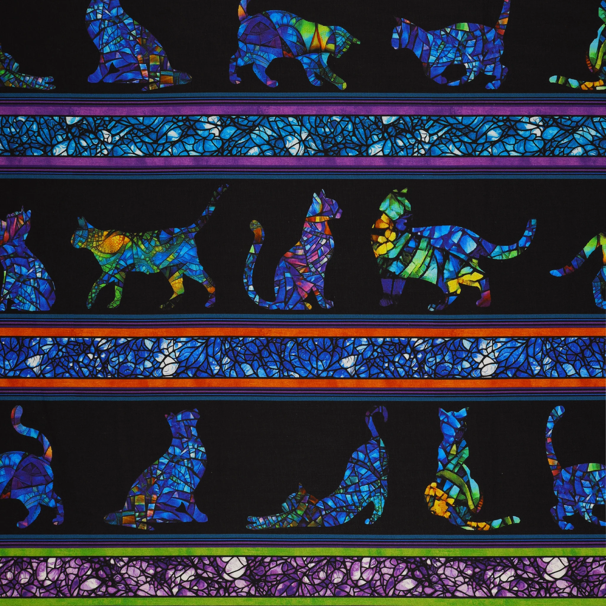 Cat Artistry Fabric Collection - Cat Artistry Stripe Black/Multi