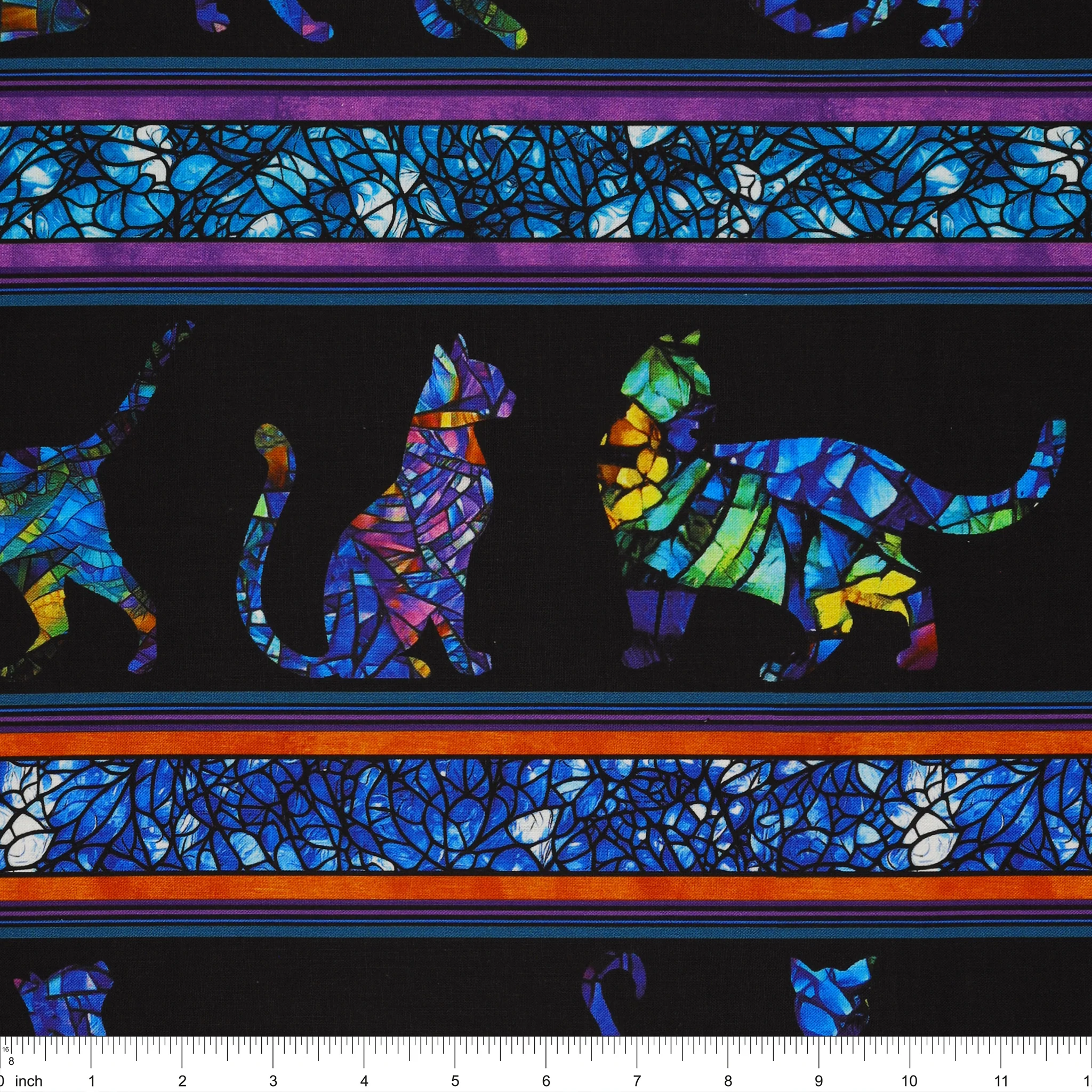 Cat Artistry Fabric Collection - Cat Artistry Stripe Black/Multi - Image 3