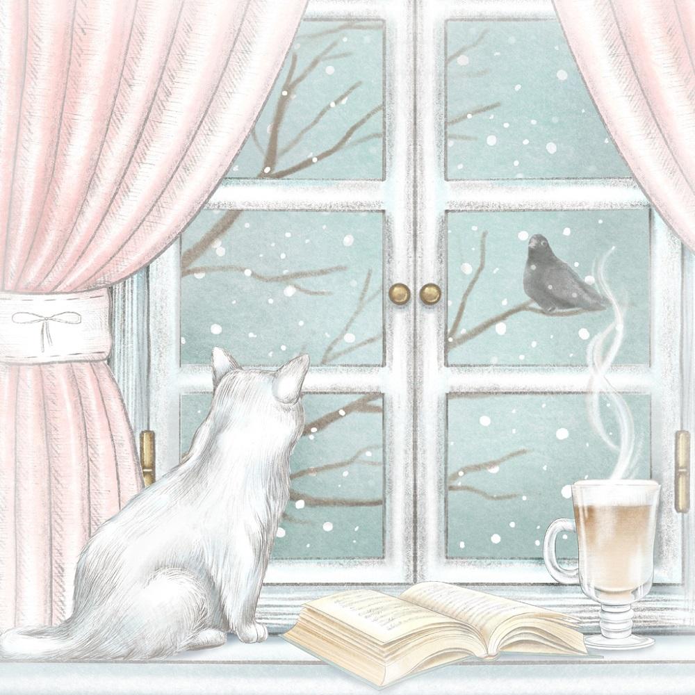 Cat On A Window Sill Fabric Panel
