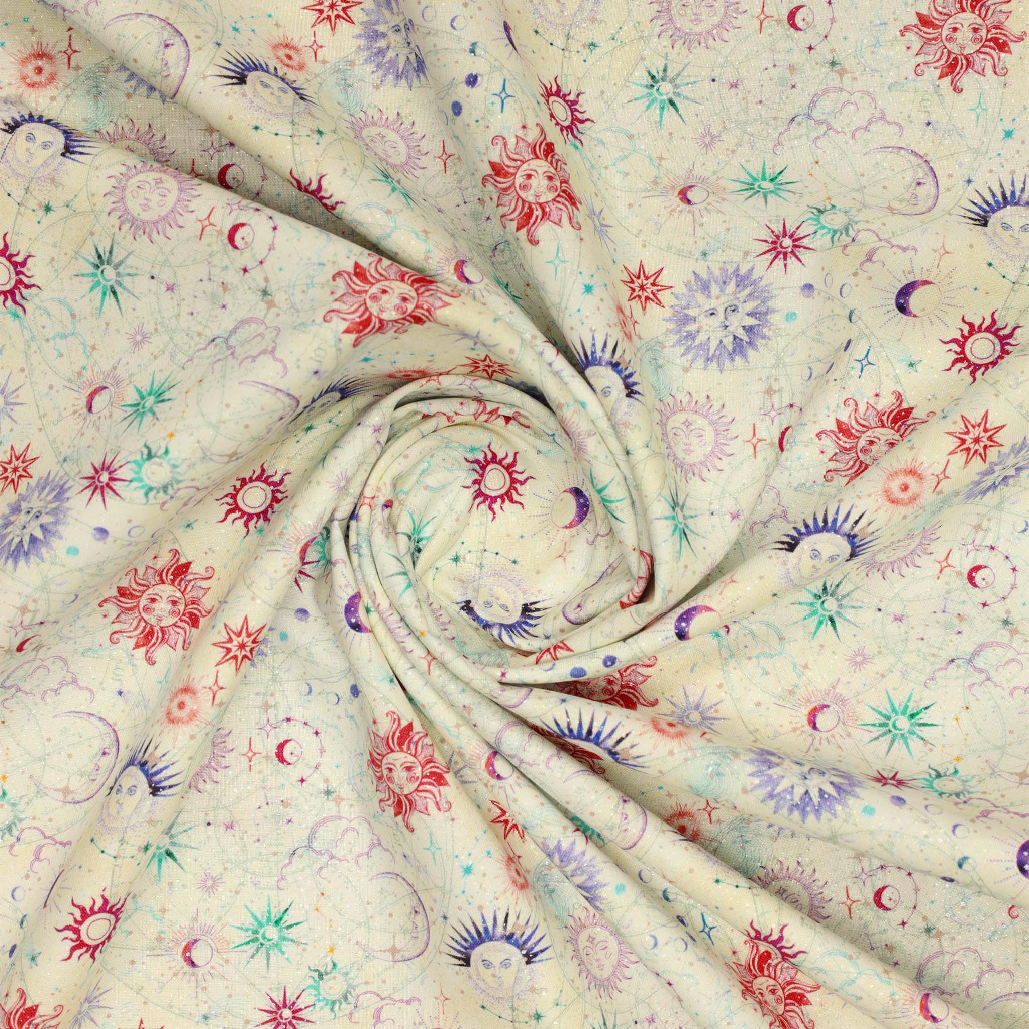Celestial Skies Fabric Collection - Sun and Moon Cream - Image 2