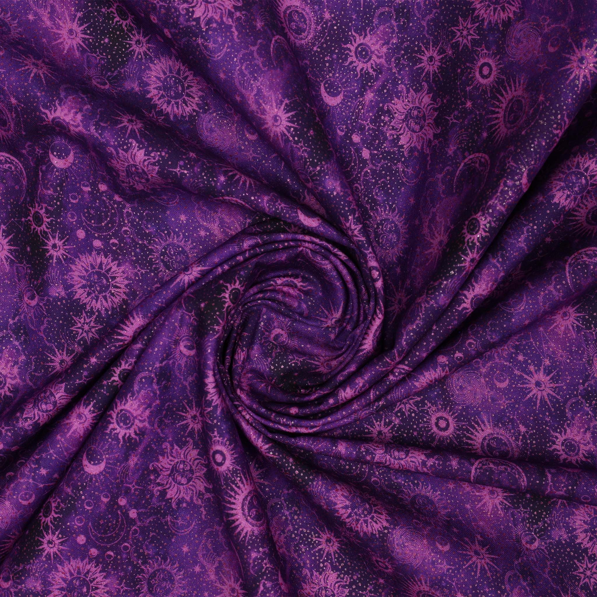 Celestial Skies Fabric Collection - Sun and Moon Tonal Violet - Image 2