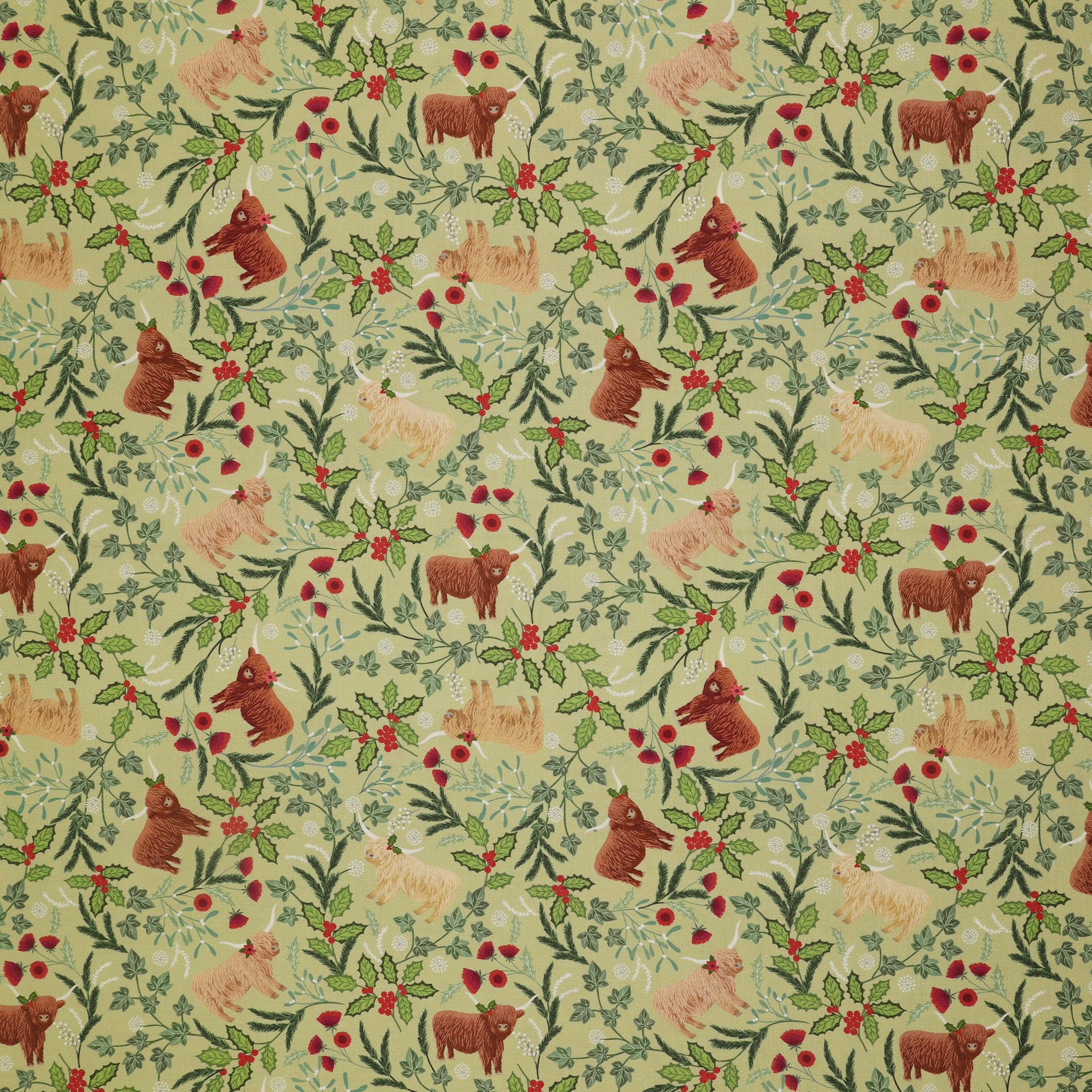 Celtic Christmas Fabric Collection - Highlands on Festive Sage