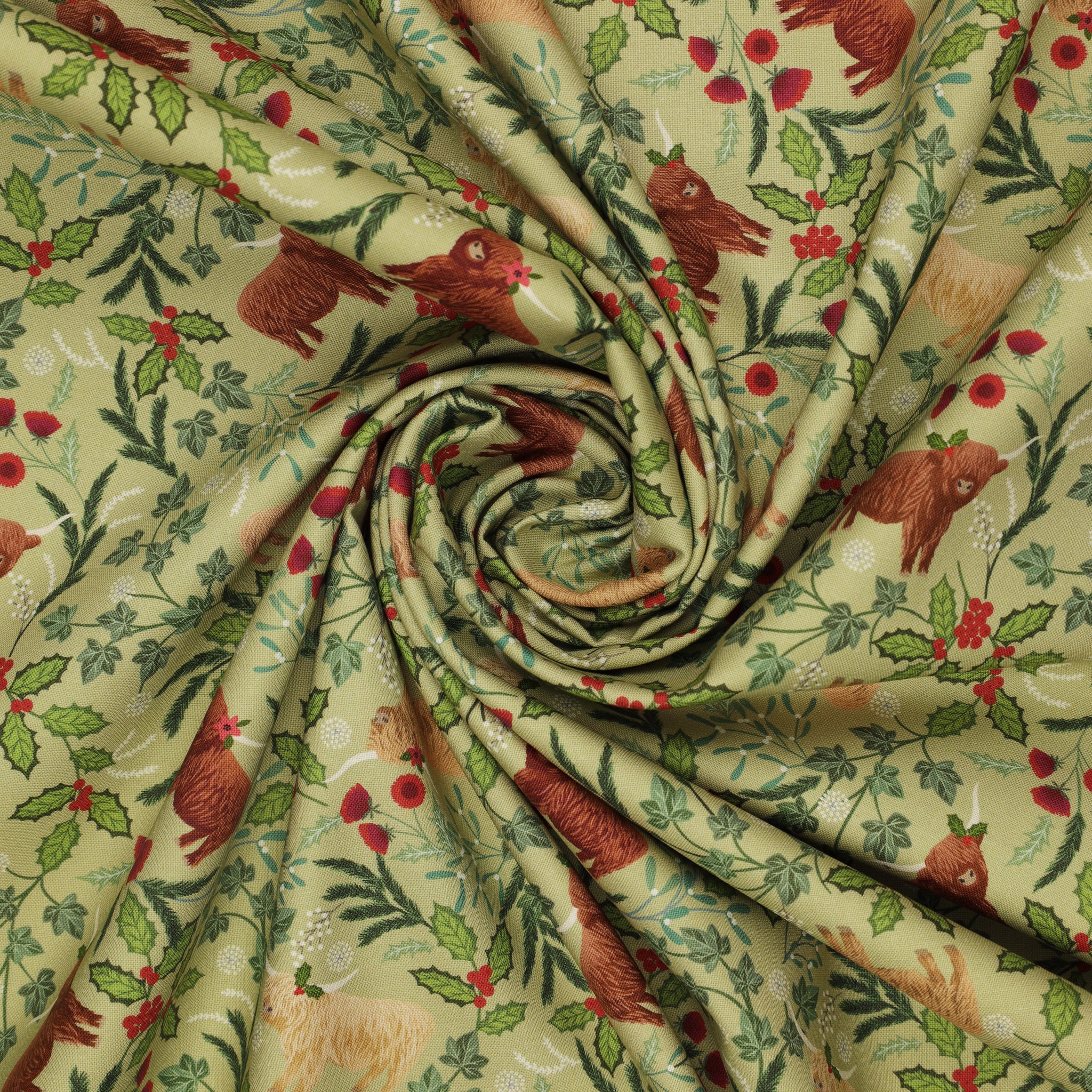 Celtic Christmas Fabric Collection - Highlands on Festive Sage - Image 2