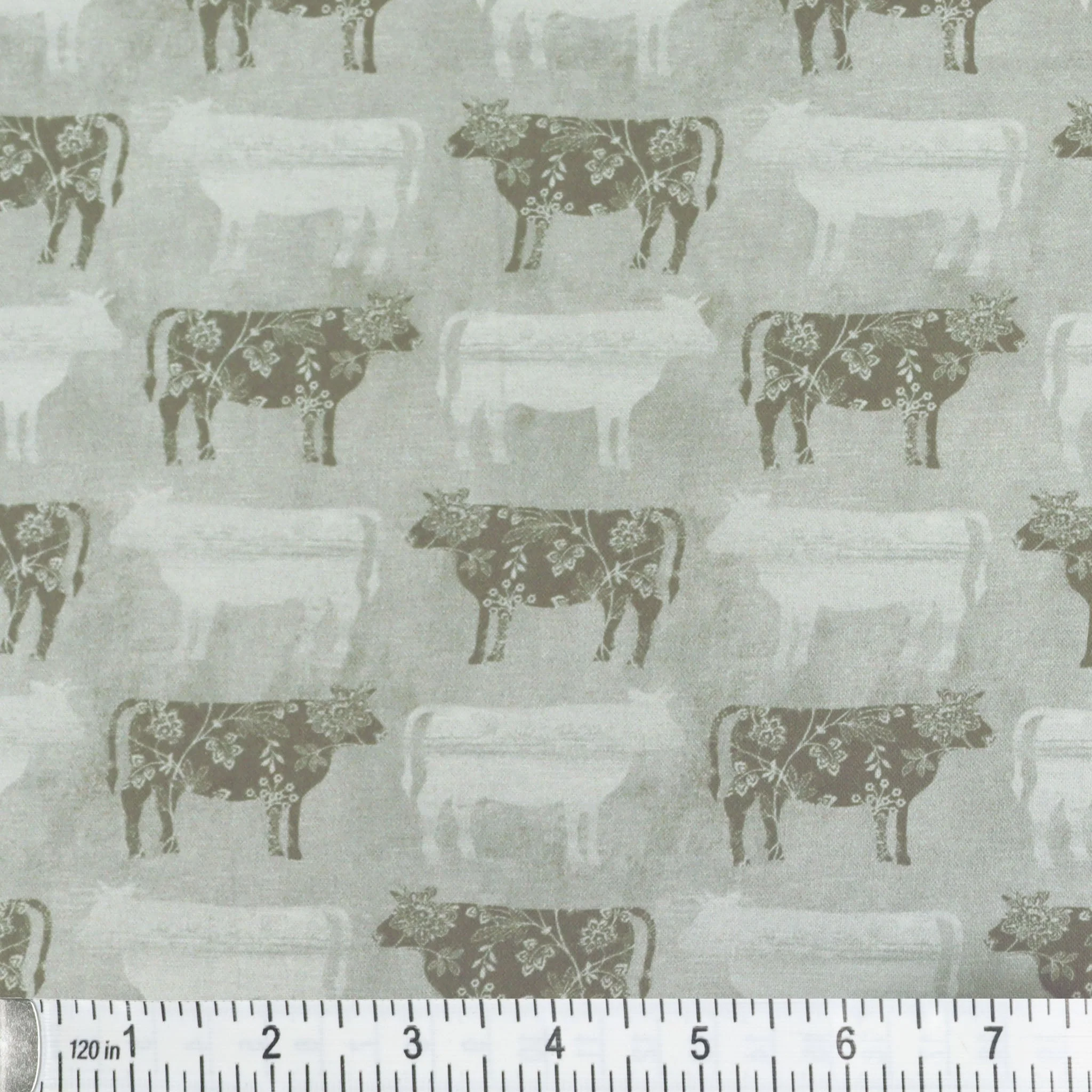 Chalk Barn Fabric Collection - Calico Cows Grey - Image 2