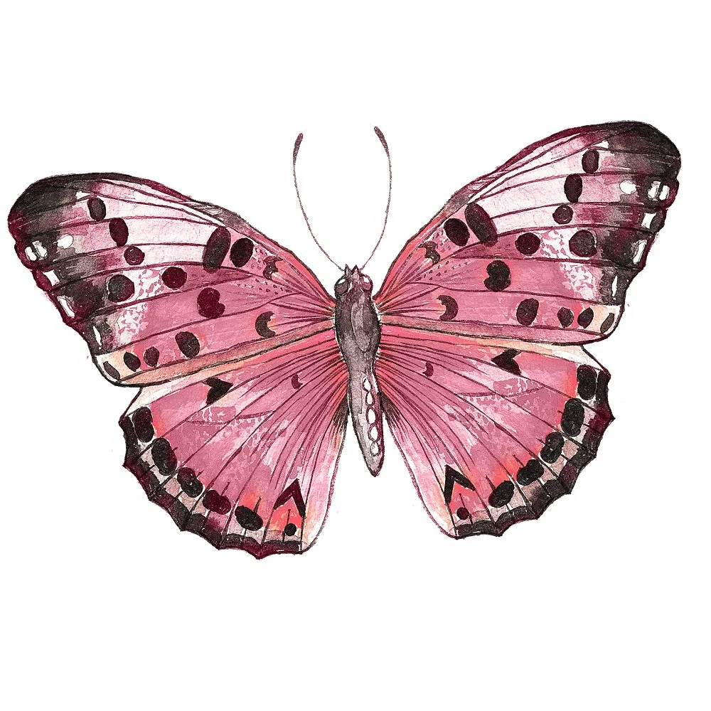 Champagne & Burgundy Butterfly Fabric Panel Variation 1