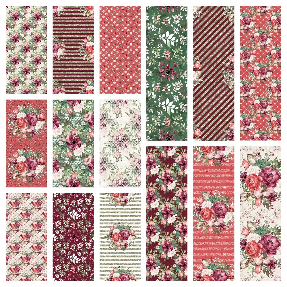 Champagne & Burgundy Florals Fabric Collection - 1/2 Yard Bundle