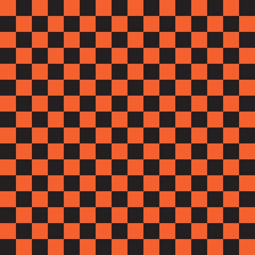 Checkered Basics Fabric - Pumpkin on Black