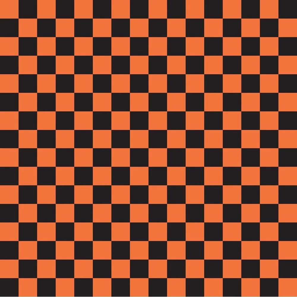 Checkered Basics Fabric - Soft Orange on Black
