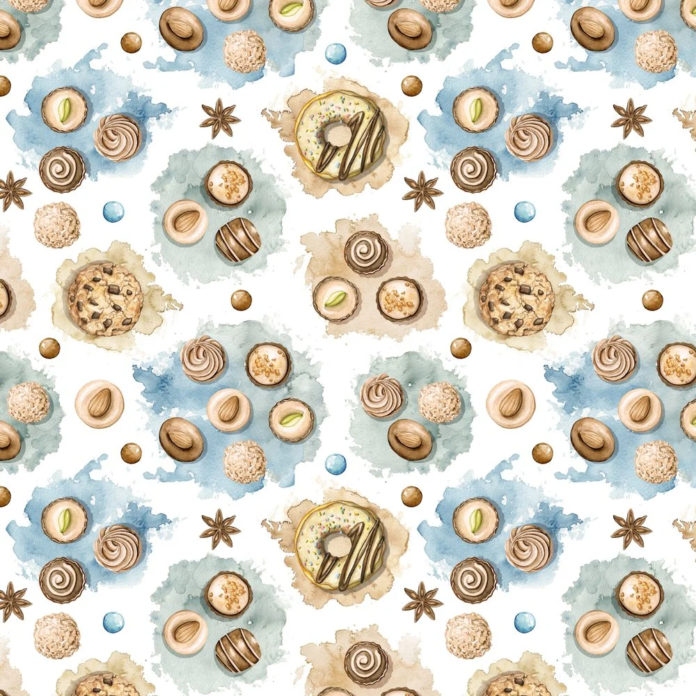 Chocolate & Hazelnut Sweets Fabric - Multi