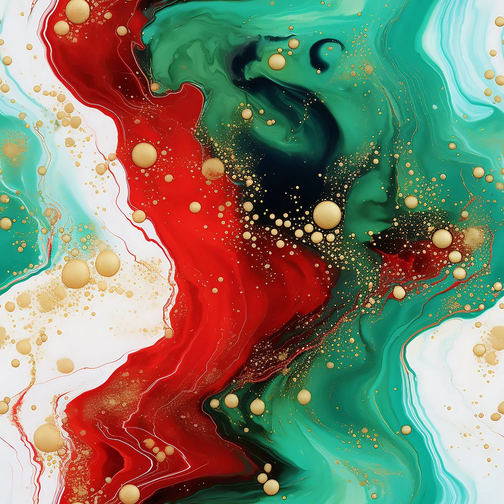 Christmas Abstract Marble Pattern #12 Fabric