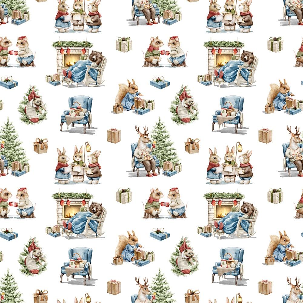 Christmas Activities Fabric - White
