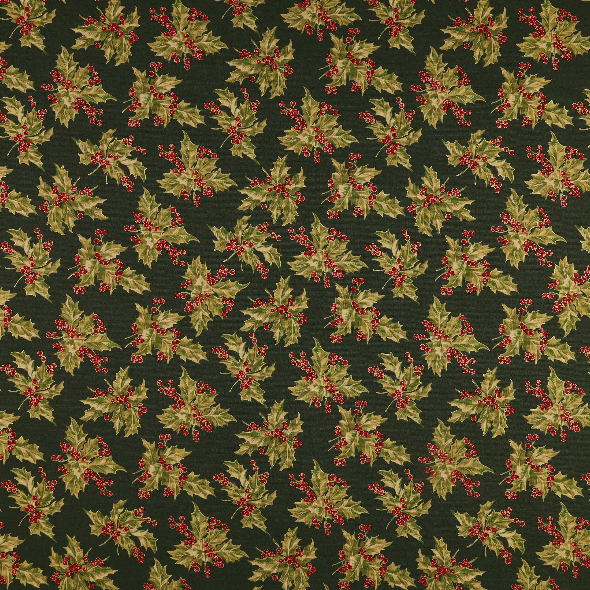 Christmas At Home Fabric Collection - New Holly Dark Green