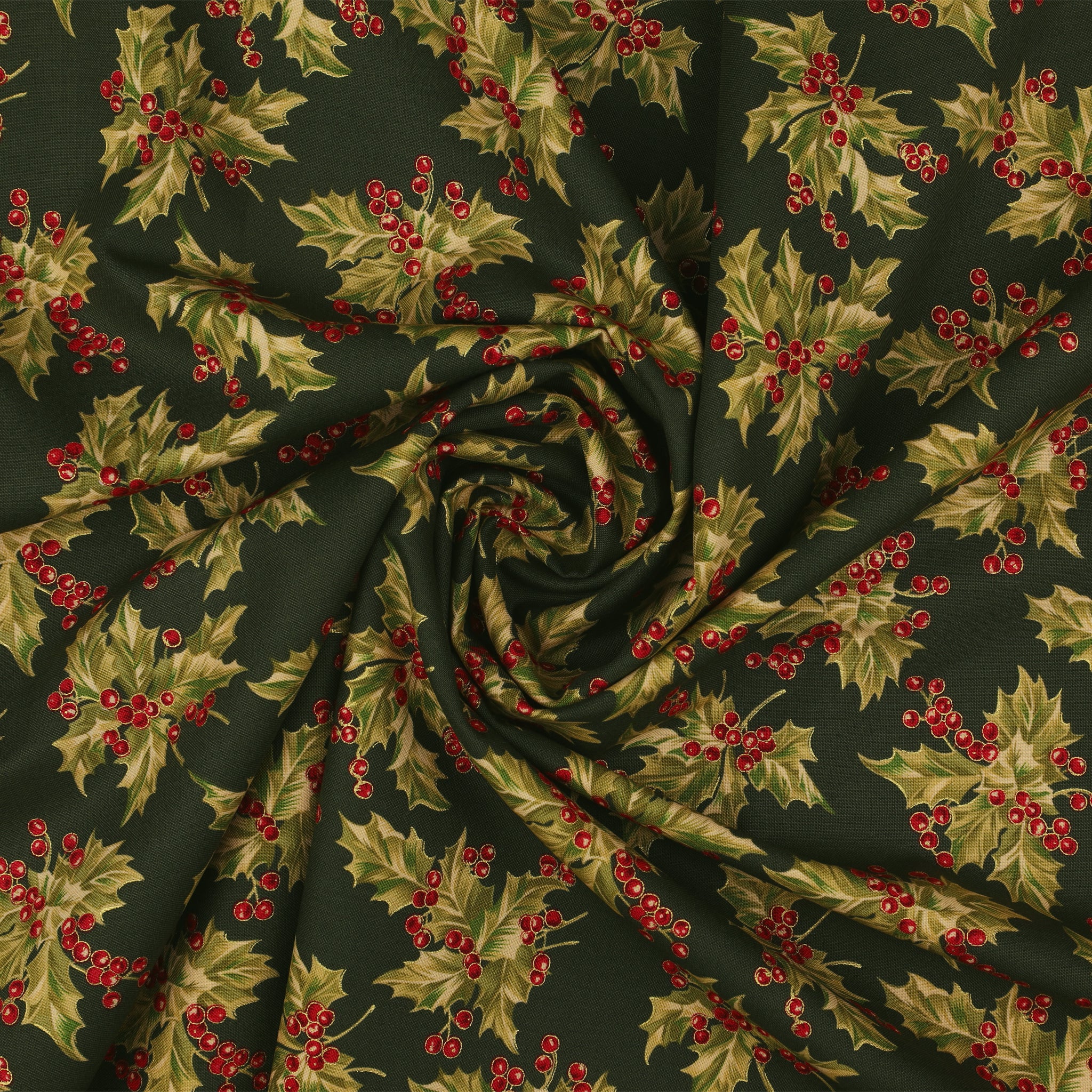 Christmas At Home Fabric Collection - New Holly Dark Green - Image 2