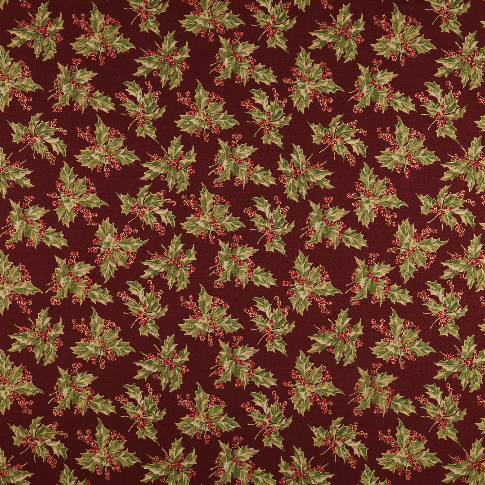 Christmas At Home Fabric Collection - New Holly Dark Red