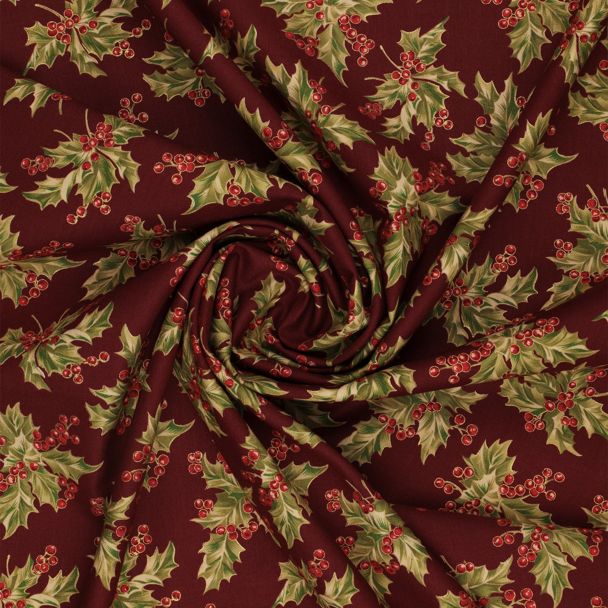 Christmas At Home Fabric Collection - New Holly Dark Red - Image 2
