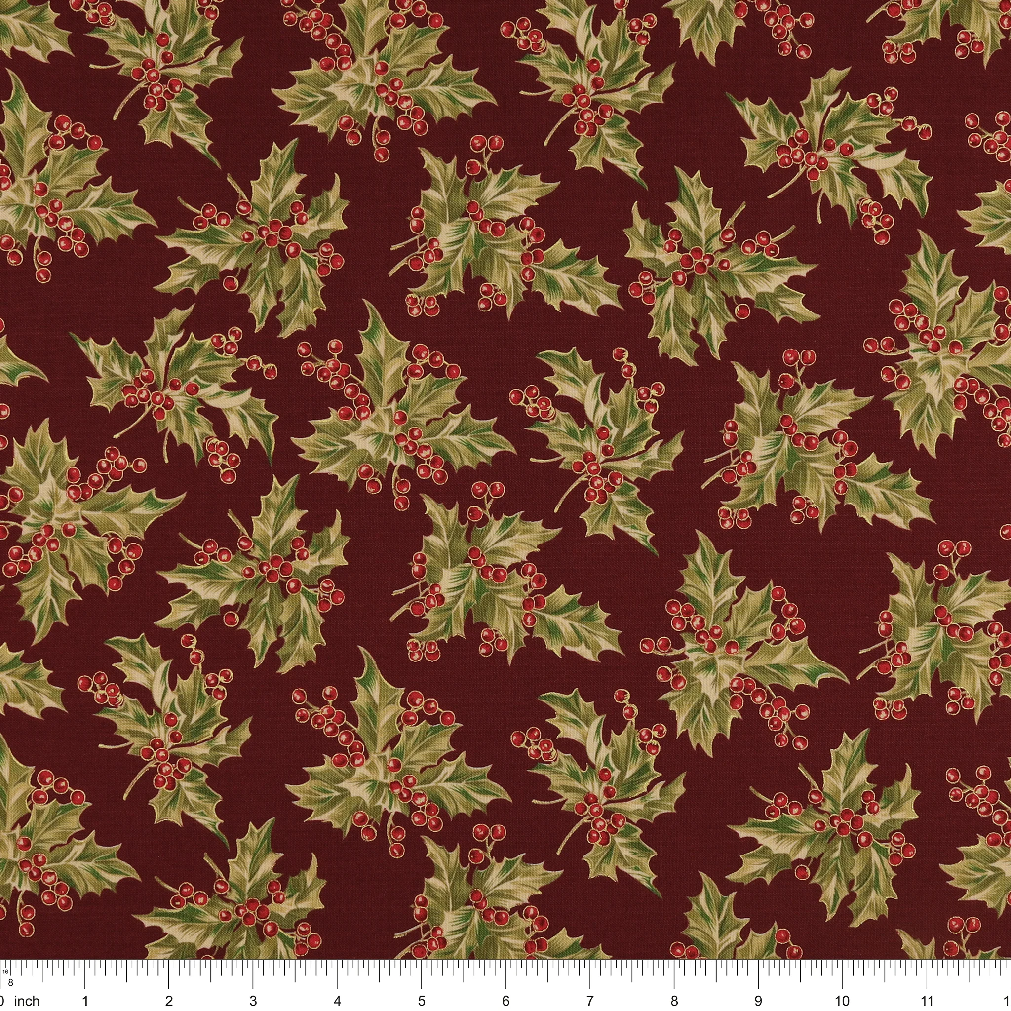 Christmas At Home Fabric Collection - New Holly Dark Red - Image 3