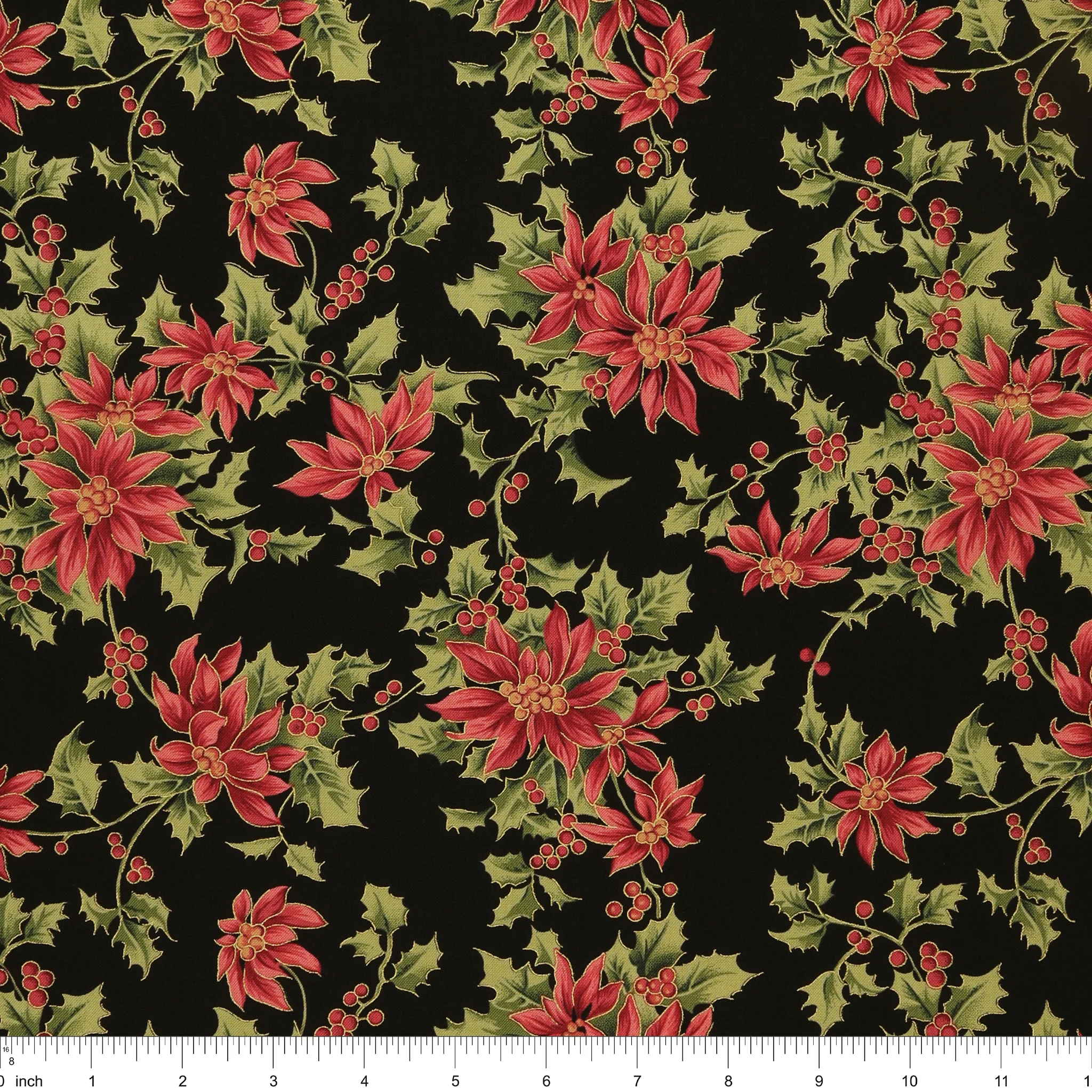 Christmas At Home Fabric Collection - Noel Poinsettia Black - Image 3