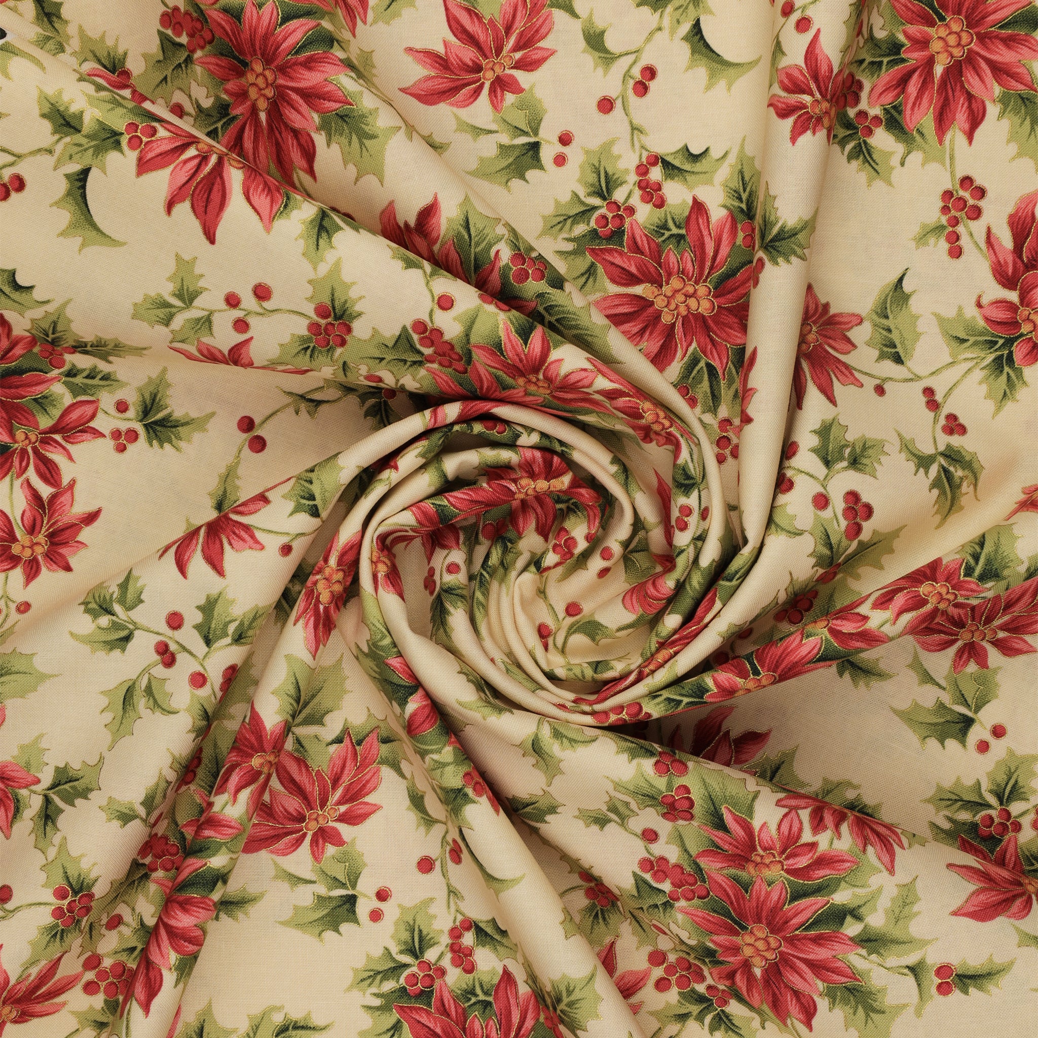 Christmas At Home Fabric Collection - Noel Poinsettia Natural - Image 2