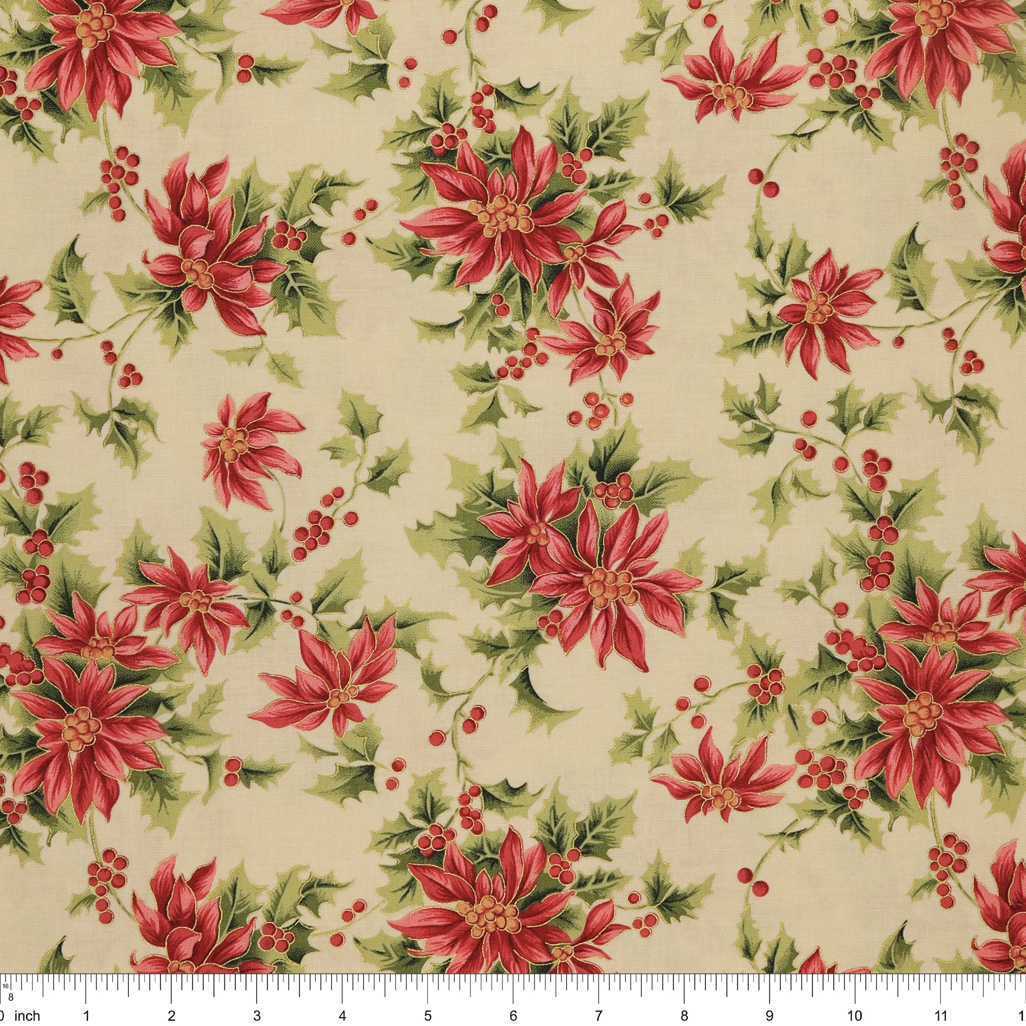 Christmas At Home Fabric Collection - Noel Poinsettia Natural - Image 3