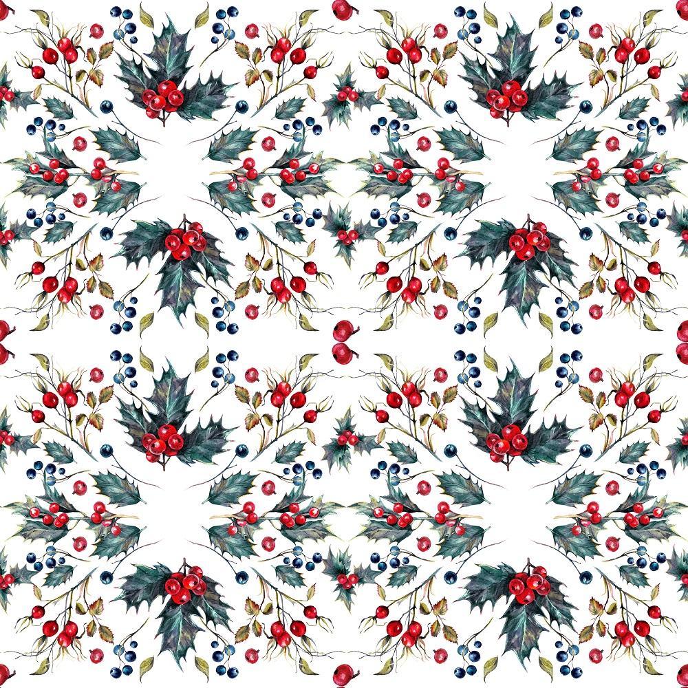 Christmas Berry Allover Fabric - White
