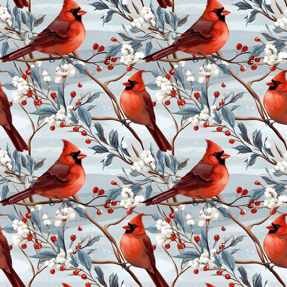Christmas Cardinals Pattern #3 Fabric
