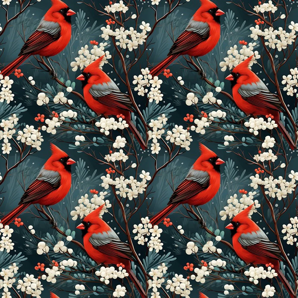 Christmas Cardinals Pattern #4 Fabric
