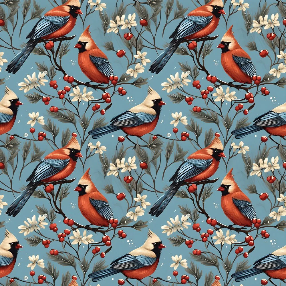 Christmas Cardinals Pattern #5 Fabric