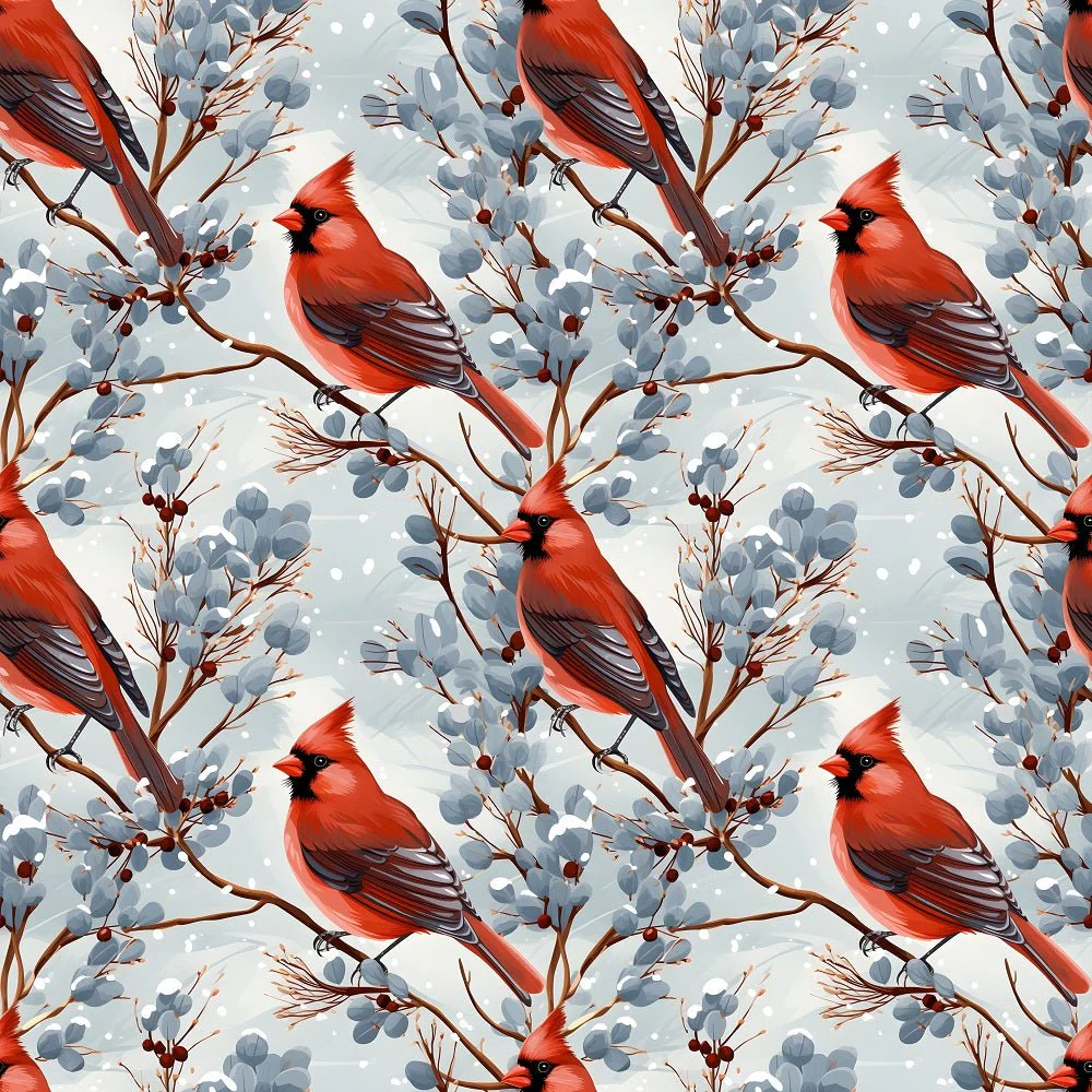 Christmas Cardinals Pattern #6 Fabric