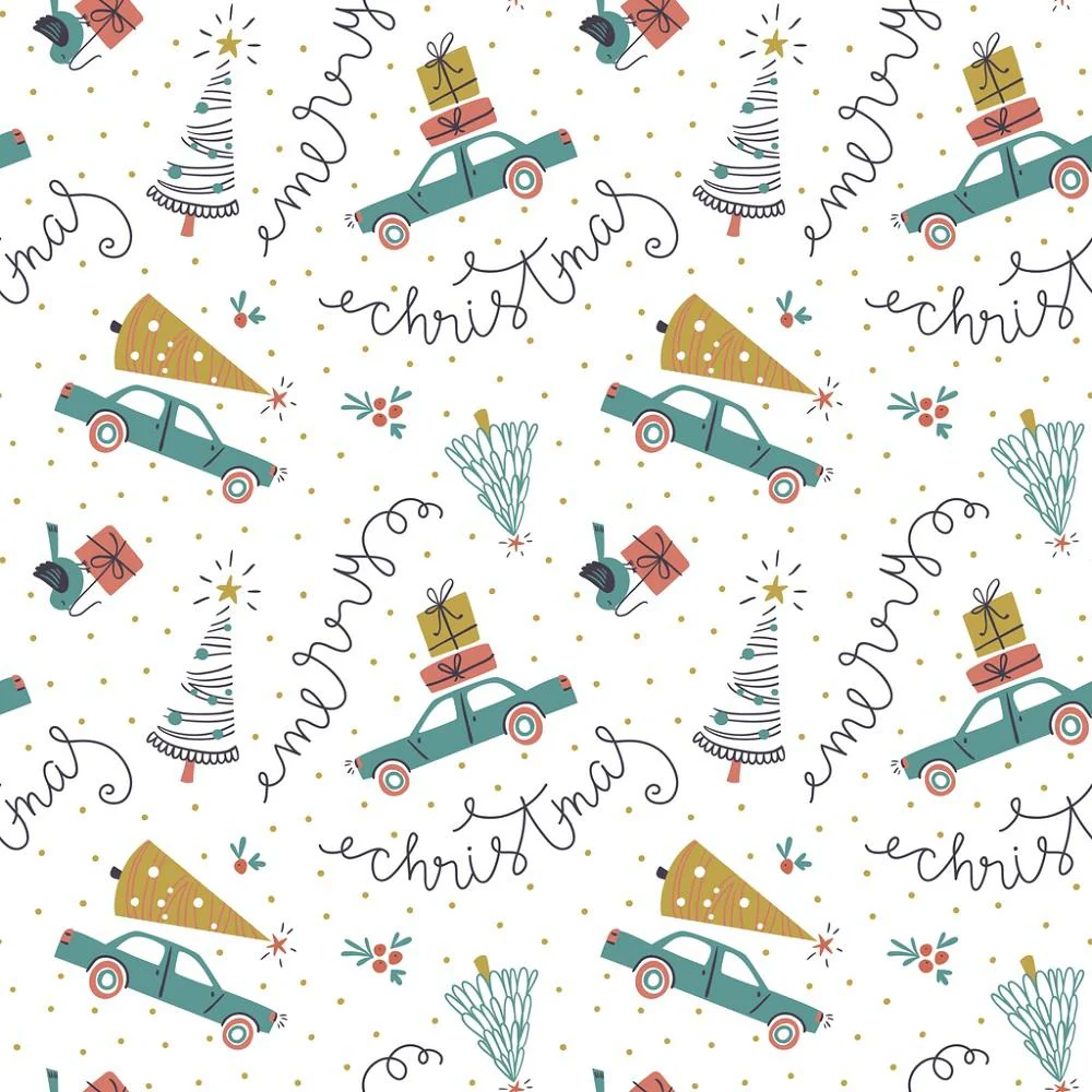 Christmas Cars, Gifts, & Fir Trees Fabric
