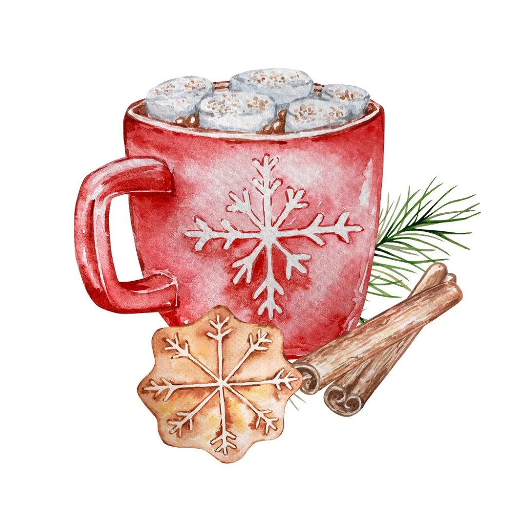 Christmas Cocoa Fabric Panel - Multi