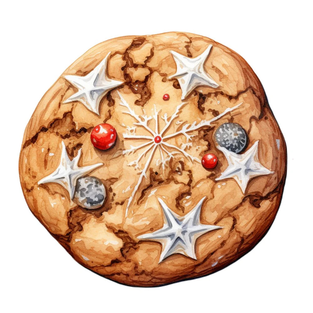 Christmas Dessert Cookie with Stars Fabric Panel