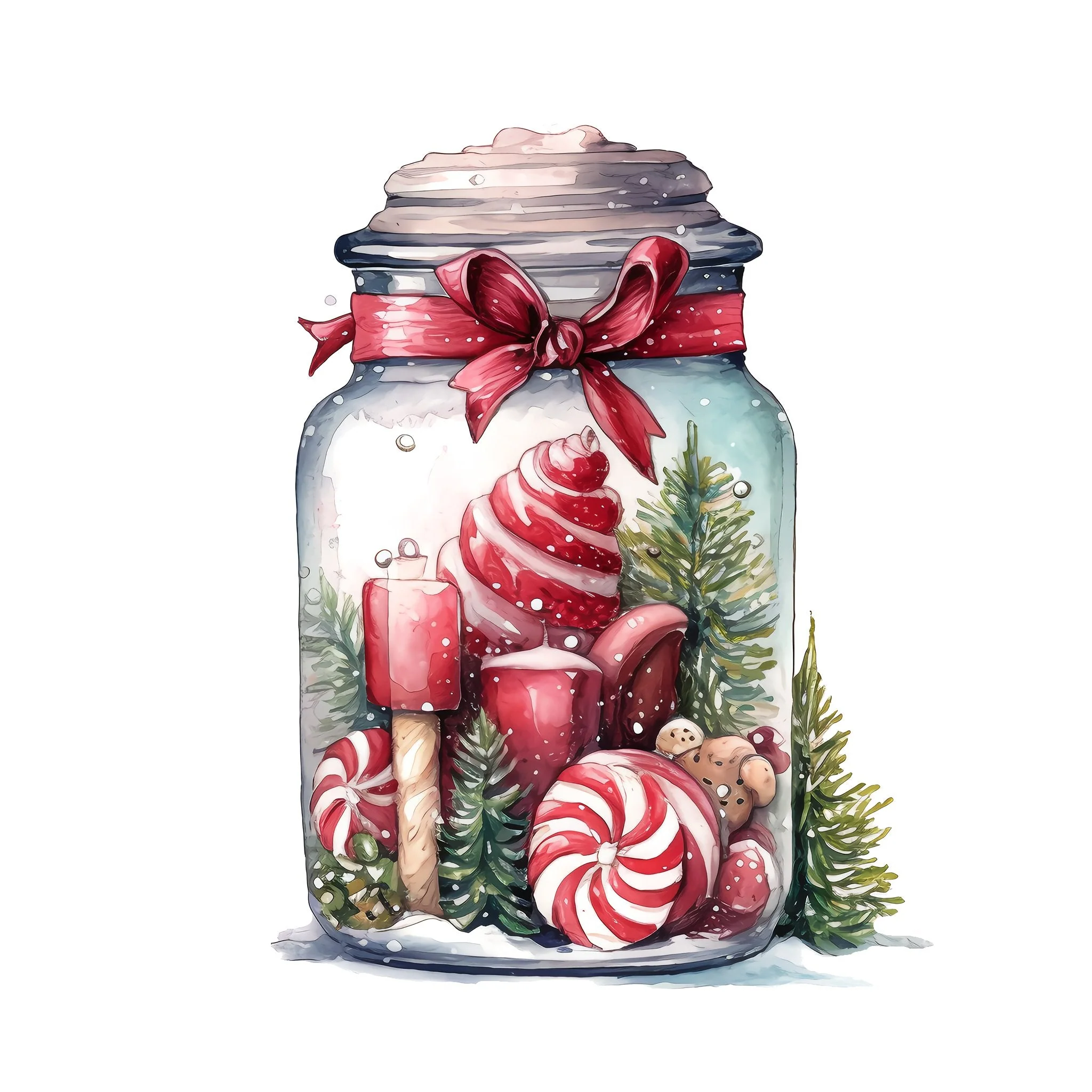 Christmas Eve Scene Jar #4 Fabric Panel