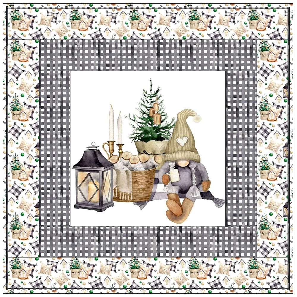 Christmas Farmhouse Gnome Chilling Wall Hanging 42" x 42" - Image 2