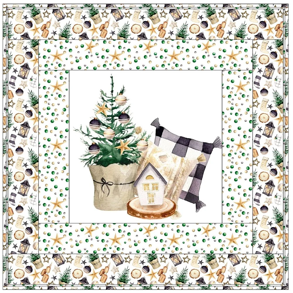 Christmas Farmhouse Gnome Scene Wall Hanging 42" x 42" - Image 2