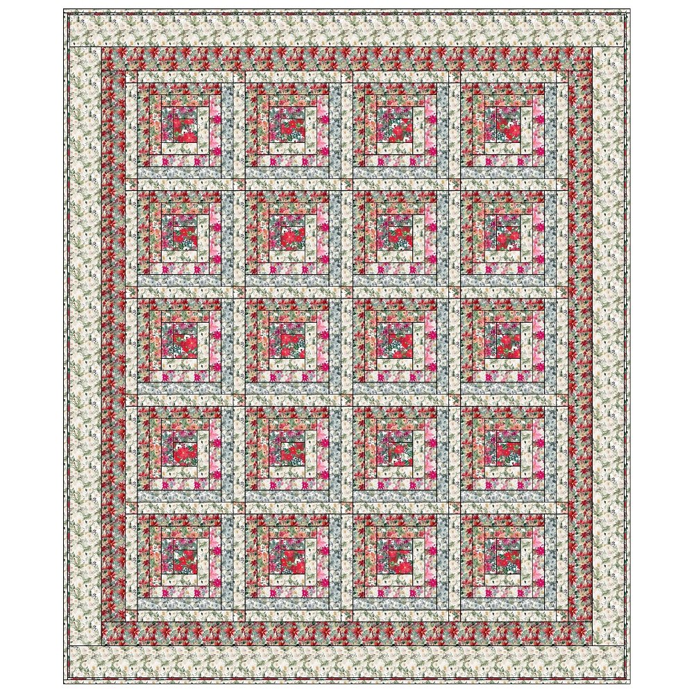 Christmas Floral Collection Quilt Kit - 71" x 84 1/2" - Image 2