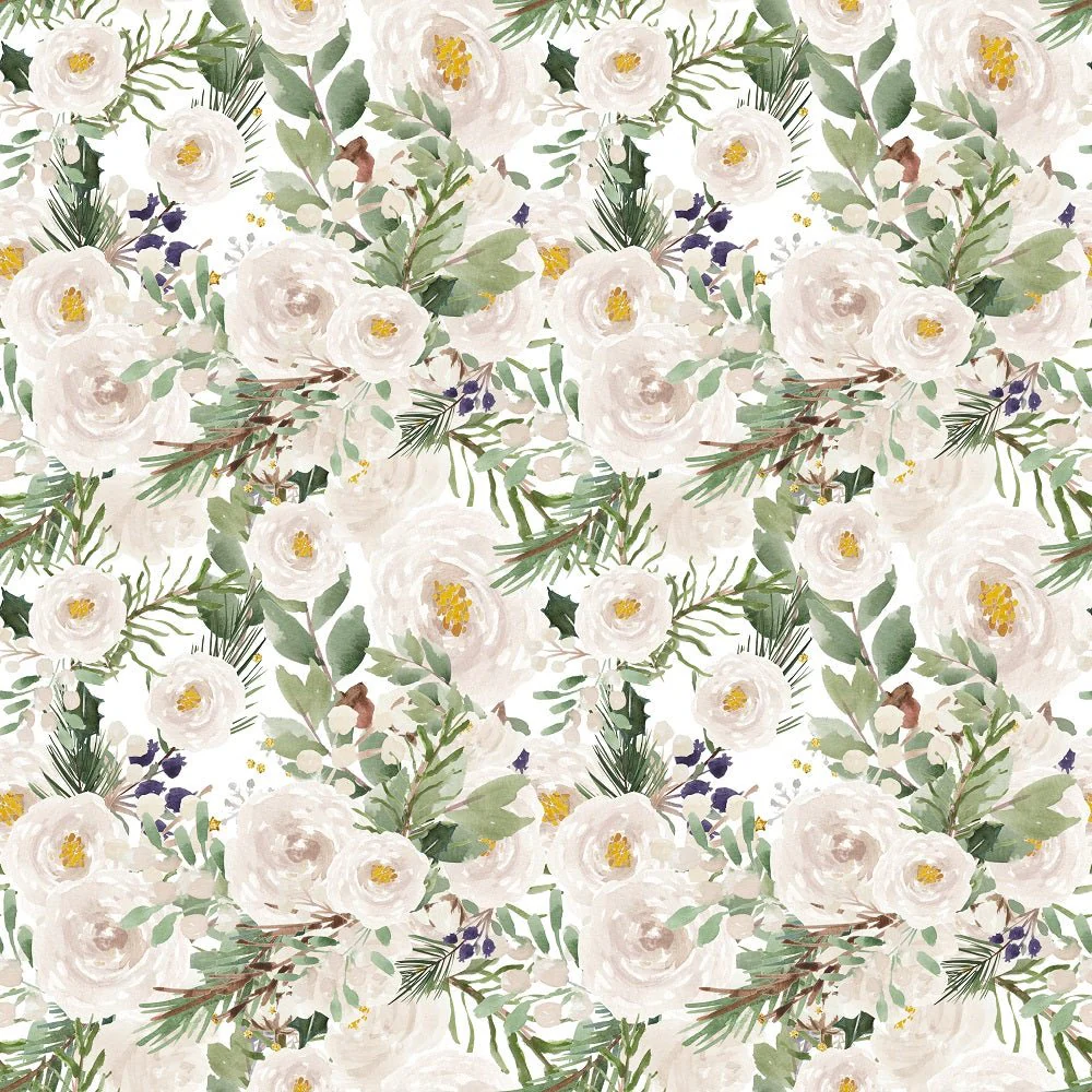Christmas Floral Pattern #1 Fabric