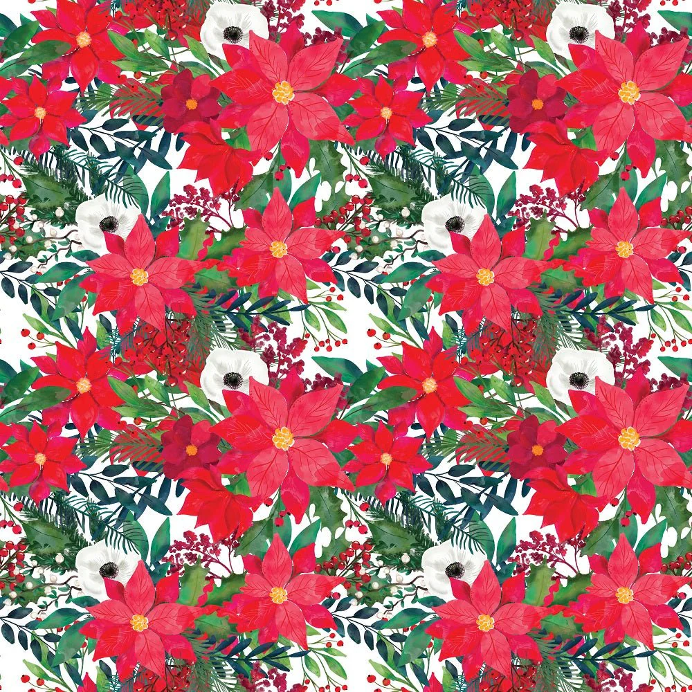 Christmas Floral Pattern #3 Fabric