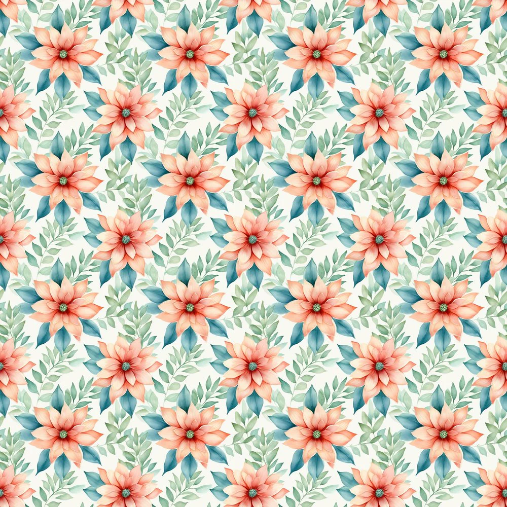 Christmas Gnome Dreams Floral Pattern #1 Fabric